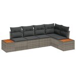 vidaXL Ensemble de canapé de jardin avec coussin 5 Pièces Gris Poly rotin