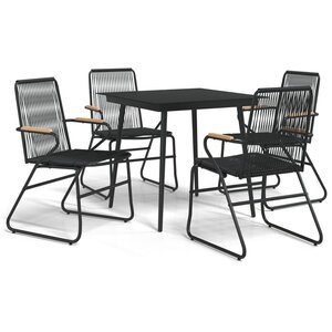 vidaXL Ensemble à manger de jardin 5 Pièces Noir Rotin PVC