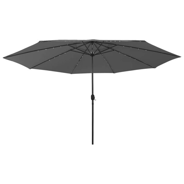 vidaXL Parasol de jardin avec lumières LED et mât en métal anthracite