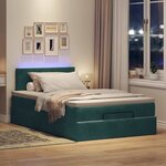 vidaXL Lit ottoman avec matelas et LED vert foncé 90x200cm velours