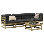 vidaXL Salon de jardin 5 Pièces avec coussins bois de pin imprégné