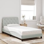 vidaXL Cadre de lit avec lumières LED gris clair 100x200 cm velours