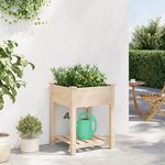 Jardinière vidaXL avec étagère 60x60x76 cm en bois massif de pin