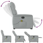 vidaXL Fauteuil inclinable de massage électrique Gris clair Tissu