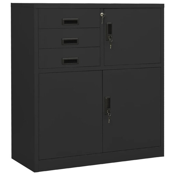 Armoire de bureau avec étagère réglable rangement 90 x 40 x 102 cm design moderne en acier anthracite 02_0046906