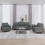 vidaXL Ensemble de canapés 3 Pièces coussins gris foncé tissu