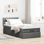 vidaXL Lit ottoman avec matelas et LED gris foncé 90x200 cm tissu