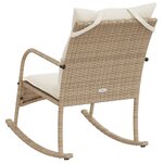 vidaXL Chaise à bascule de jardin avec coussins beige résine tressée