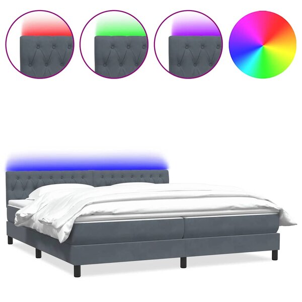 vidaXL Sommier à lattes de lit et matelas et LED gris foncé 180x210cm velours