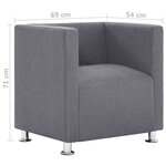 vidaXL Fauteuil cube Gris clair Tissu