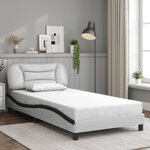 vidaXL Cadre de lit avec LED sans matelas blanc et noir 100x200 cm