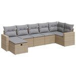 vidaXL Salon de jardin avec coussins 7 Pièces beige résine tressée