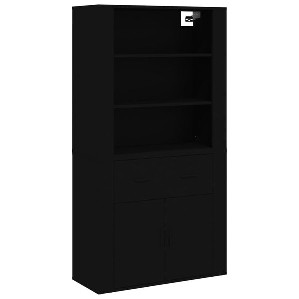 vidaXL Buffet haut Noir Bois d'ingénierie