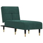 vidaXL Chaise longue vert foncé velours