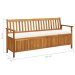 vidaXL Banc de rangement avec coussin 170 cm Bois d'acacia solide