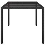 vidaXL Table de jardin 150x90x75cm Verre trempé et résine tressée Noir