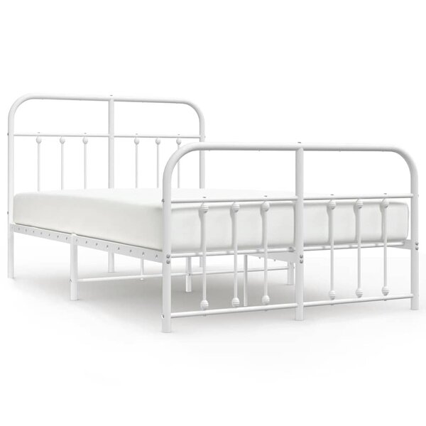 vidaXL Cadre de lit métal sans matelas et pied de lit blanc 120x200 cm