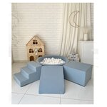 Ensemble de jeu en mousse 3 éléments piscine à balles bleu + 200 balles