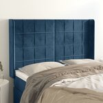 vidaXL Tête de lit avec oreilles Bleu foncé 147x16x118/128 cm Velours