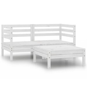 vidaXL Salon de jardin 3 Pièces blanc bois de pin massif