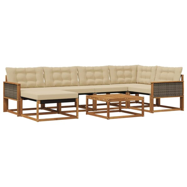 vidaXL Ensemble de canapés d'extérieur 7 Pièces Naturel et Beige