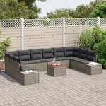 vidaXL Ensemble de canapé de jardin 11 Pièces Gris