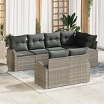 vidaXL Ensemble de canapé de jardin 7 pièces avec coussins gris clair en poly rattan