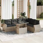 vidaXL Salon de jardin avec coussins 7 Pièces gris clair résine tressée