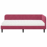vidaXL Cadre de lit d'angle avec matelas Bordeaux 100 x 200 cm Velours