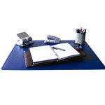 Sous-main q-connect simple  coins arrondis dessous mousse antidérapant bord soudé 50x63cm polypropylene coloris bleu