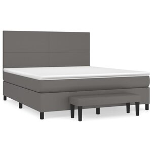 vidaXL Sommier à lattes de lit avec matelas Gris 180x200 cm Similicuir