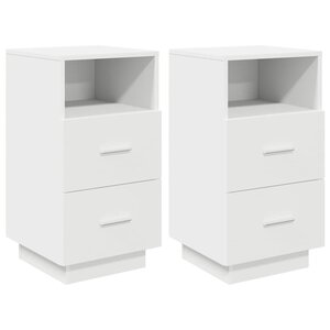 vidaXL Tables de chevet 2 Pièces avec 2 tiroirs blanc 36x36x68 cm