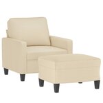 vidaXL Fauteuil avec repose-pied Crème 60 cm Tissu