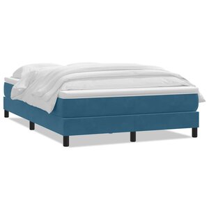vidaXL Sommier à lattes de lit et matelas bleu foncé 140x210cm velours