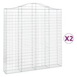 vidaXL Paniers à gabions arqués 2 Pièces 200x30x200/220 cm fer galvanisé