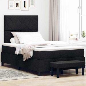 vidaXL Lit à ressorts avec matelas Noir 120 x 190 cm tissu