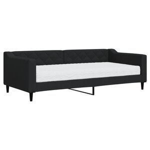 vidaXL Lit de jour avec matelas noir 90x200 cm tissu