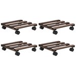 vidaXL Support roulant à plantes Bois de cèdre 4 Pièces 25 x 25 cm