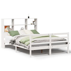 vidaXL Lit bibliothèque sans matelas blanc 120x190 cm bois pin massif