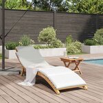 vidaXL Transat Blanc crème 188 x 55 x 59 cm Bois de teck solide