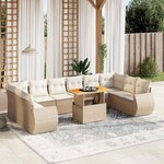 vidaXL Salon de jardin 11 Pièces avec coussins beige résine tressée