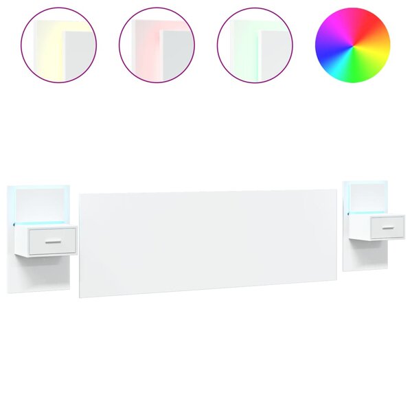 vidaXL Tête de lit avec armoires blanc 240 cm bois d'ingénierie