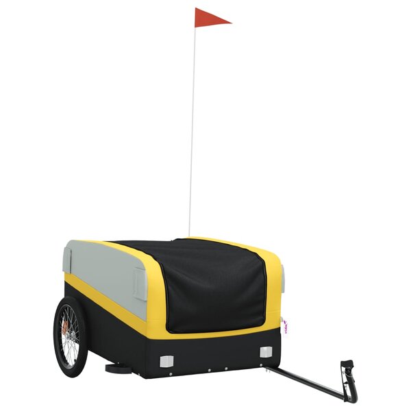 vidaXL Remorque de vélo noir et jaune 45 kg fer