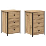vidaXL Tables de chevet en chêne artisanal Chêne artisanal Bois d'ingénierie