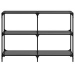 vidaXL Table console avec dessus en verre noir 118 5x30x81 cm acier