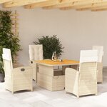 vidaXL Ensemble à manger de jardin avec coussins 5Pièces Beige poly rotin