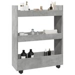 vidaXL Chariot de rangement étroit 3 niveaux gris béton