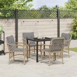 vidaXL Ensemble de salle à manger pour jardin 5 Pièces Beige Poly rotin