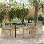 vidaXL Ensemble de salle à manger pour jardin 5 Pièces Beige Poly rotin
