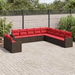 vidaXL Salon de jardin et coussins 11 Pièces marron résine tressée